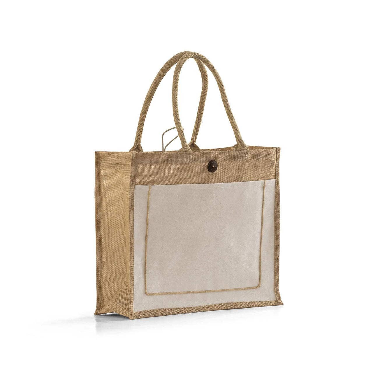 Natural Jute Tote Bags ā Wholesale Eco Burlap with Button