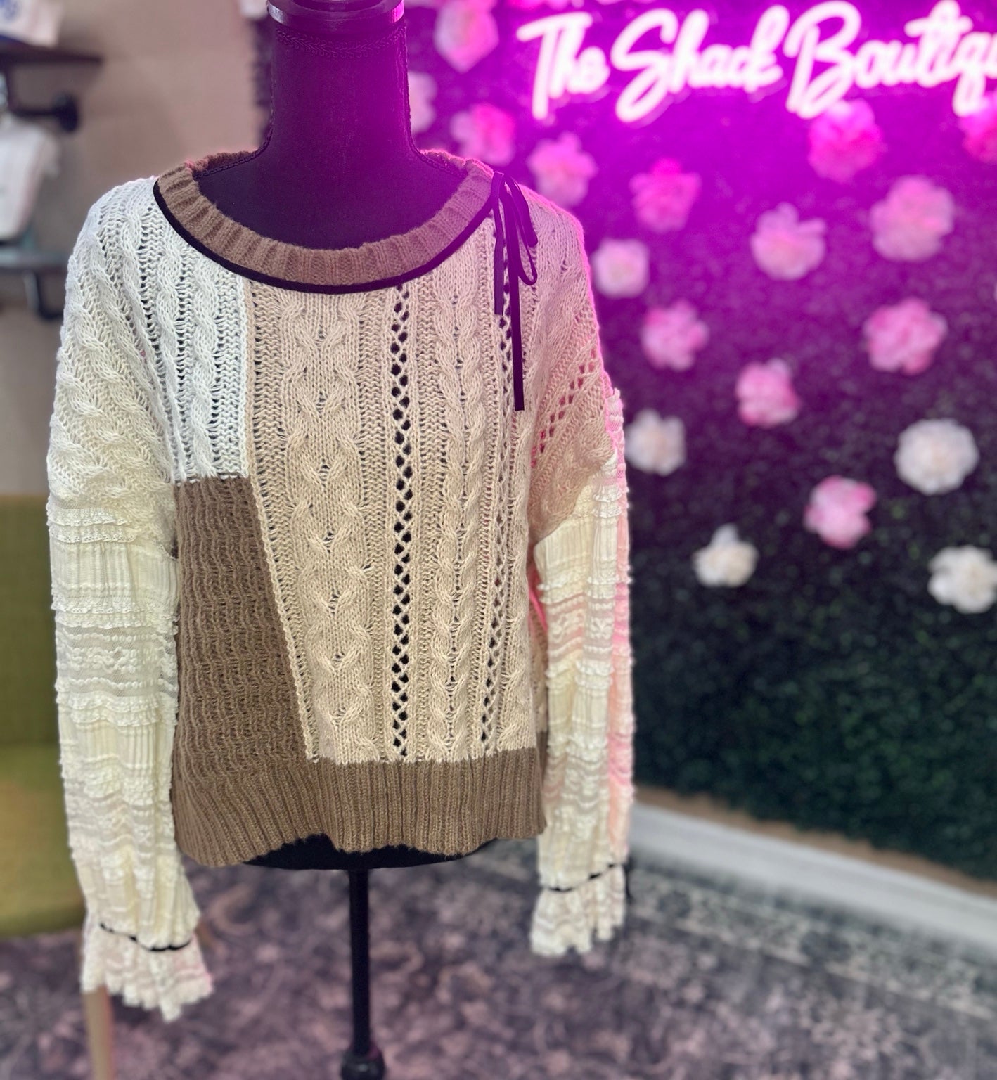 Lace Cropped Sweater