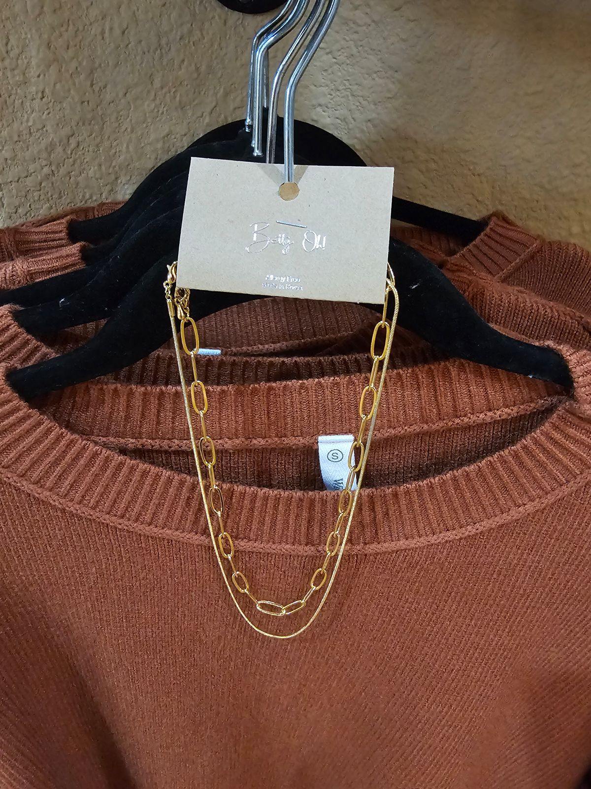 Paperclip and chain double necklace