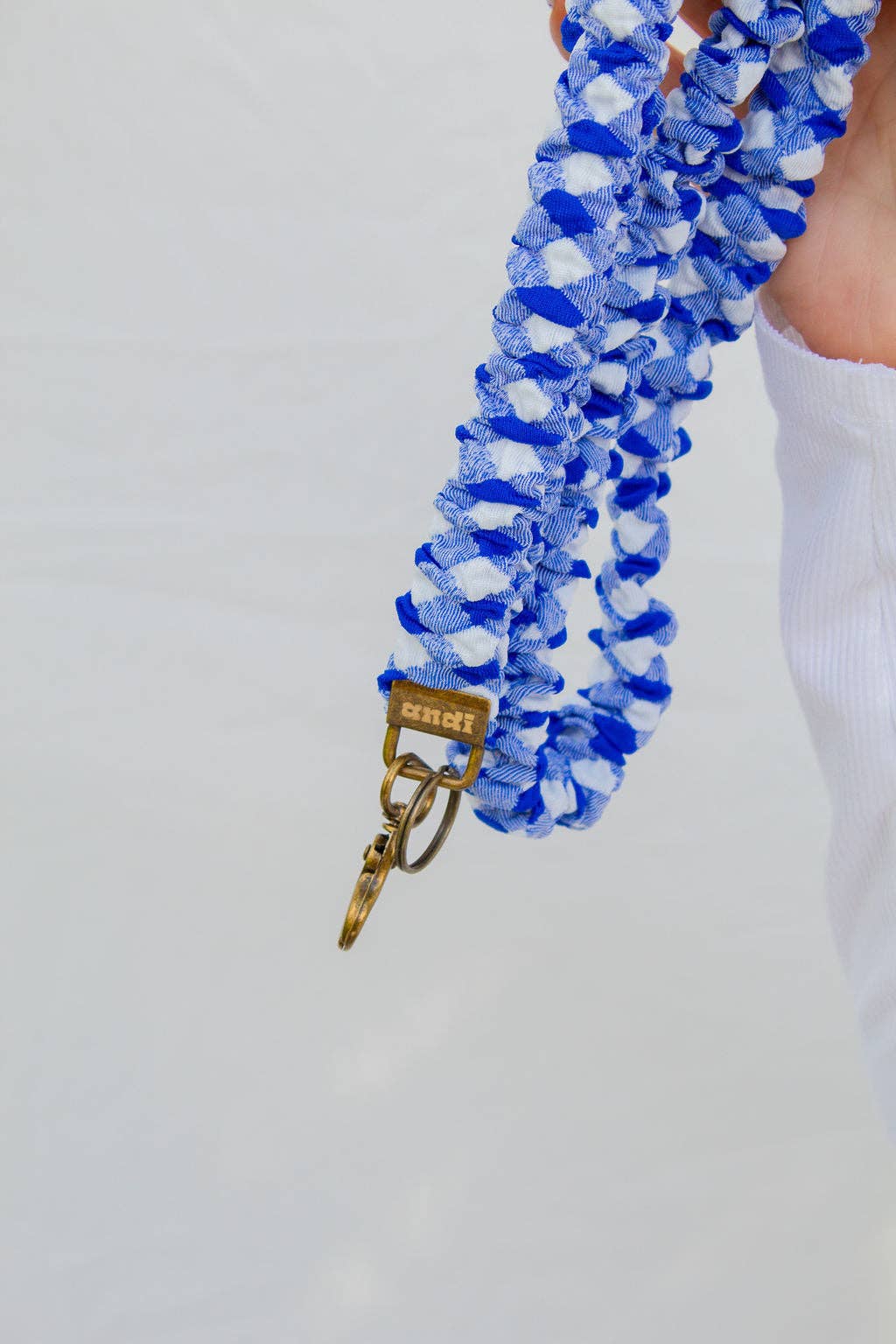 Royal Blue Checkered Scrunchie Lanyard