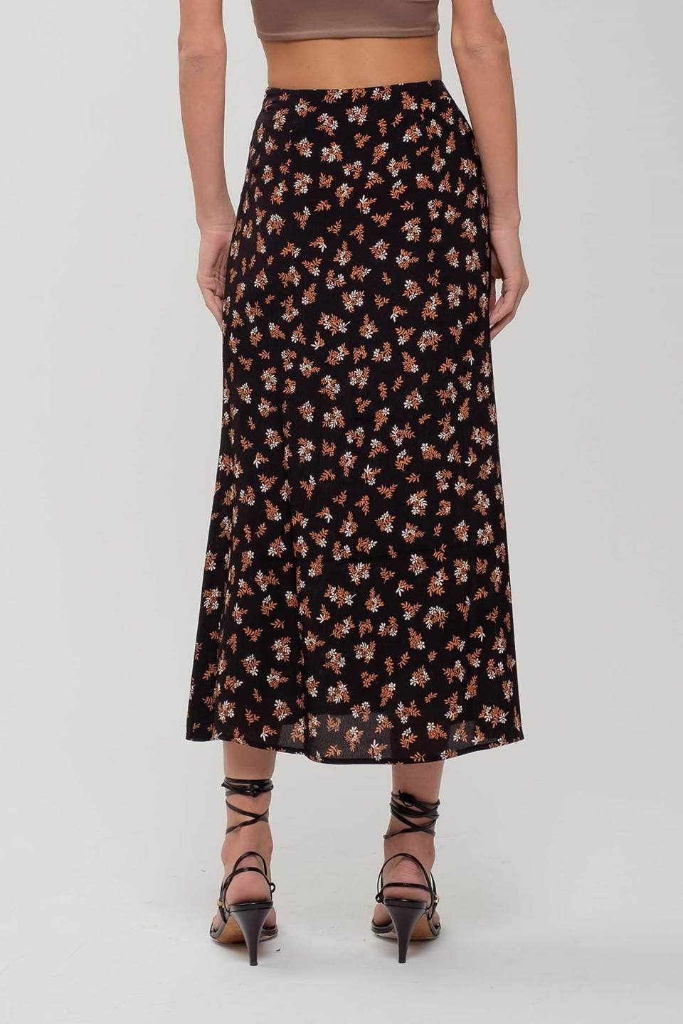 FLORAL BUTTON MIDI SKIRT