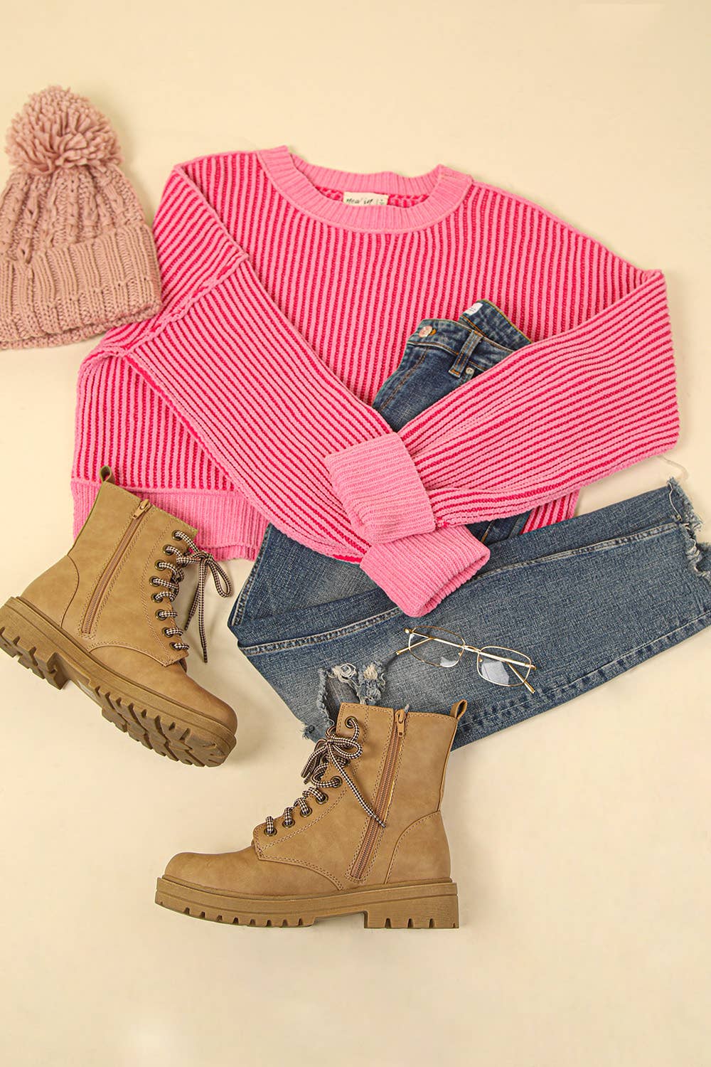 Two Tone Striped Casual Stripe Sweater Top