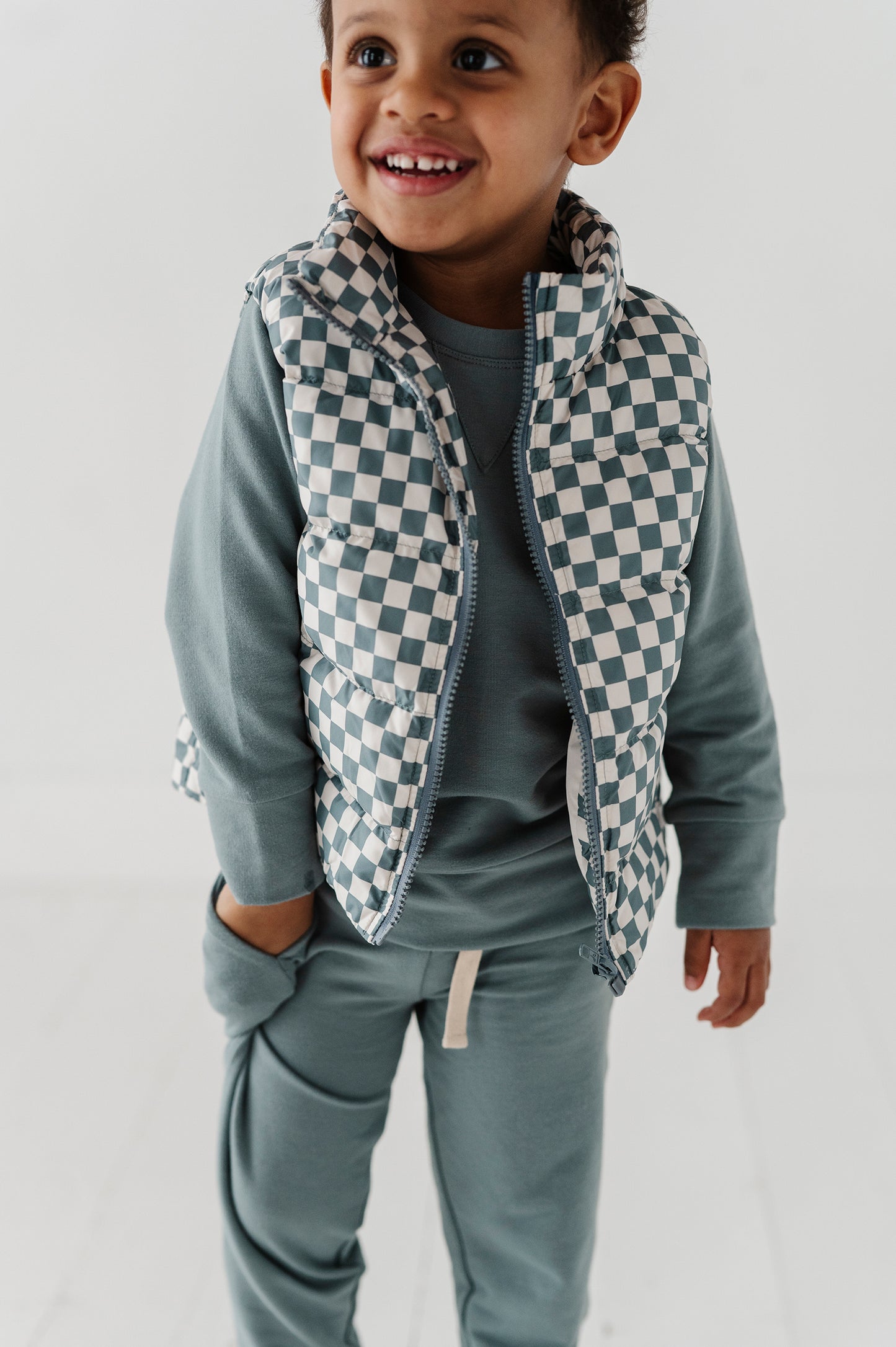 Checker puffer vest