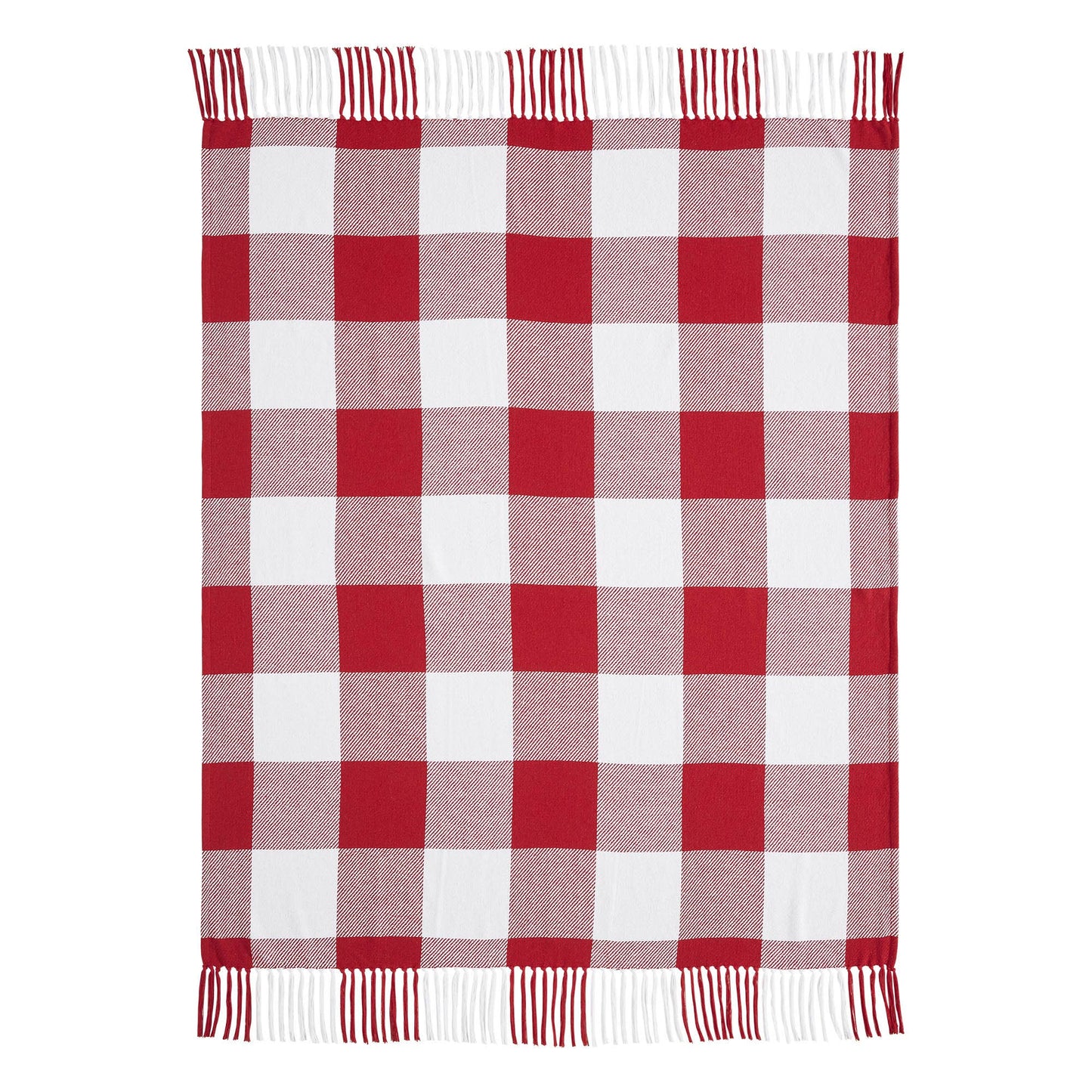 Red Check Woven Throw 50x60