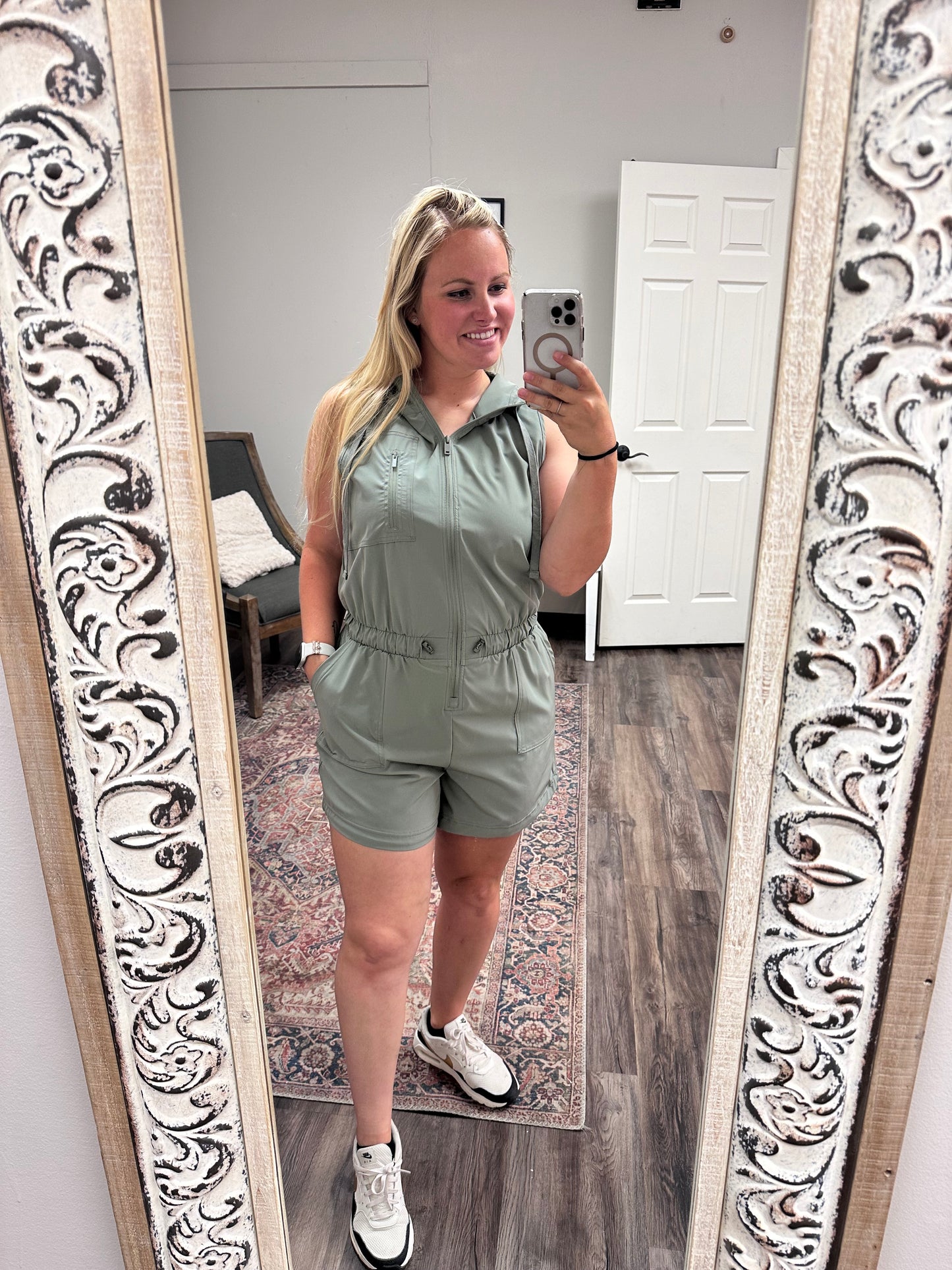 Lime stone adventure romper