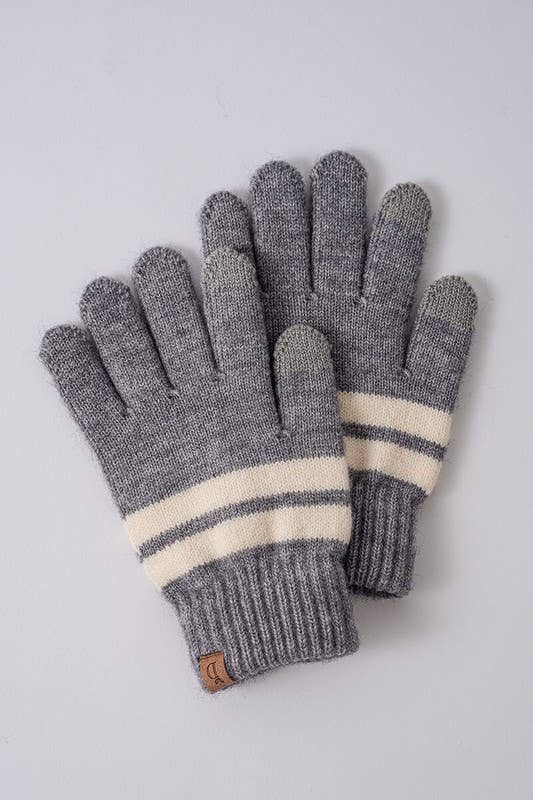 Striped Touch Screen Finger Gloves