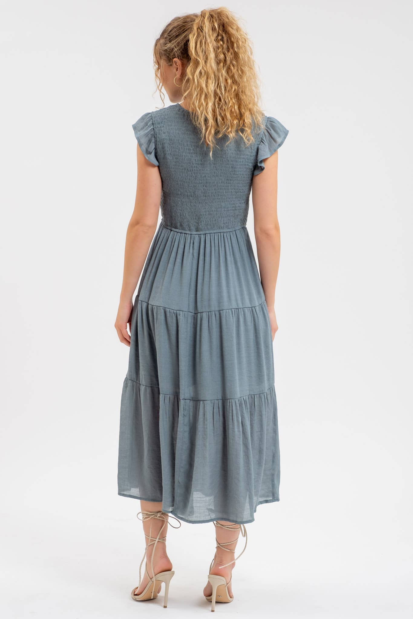 SMOCKED MIDI DRESS