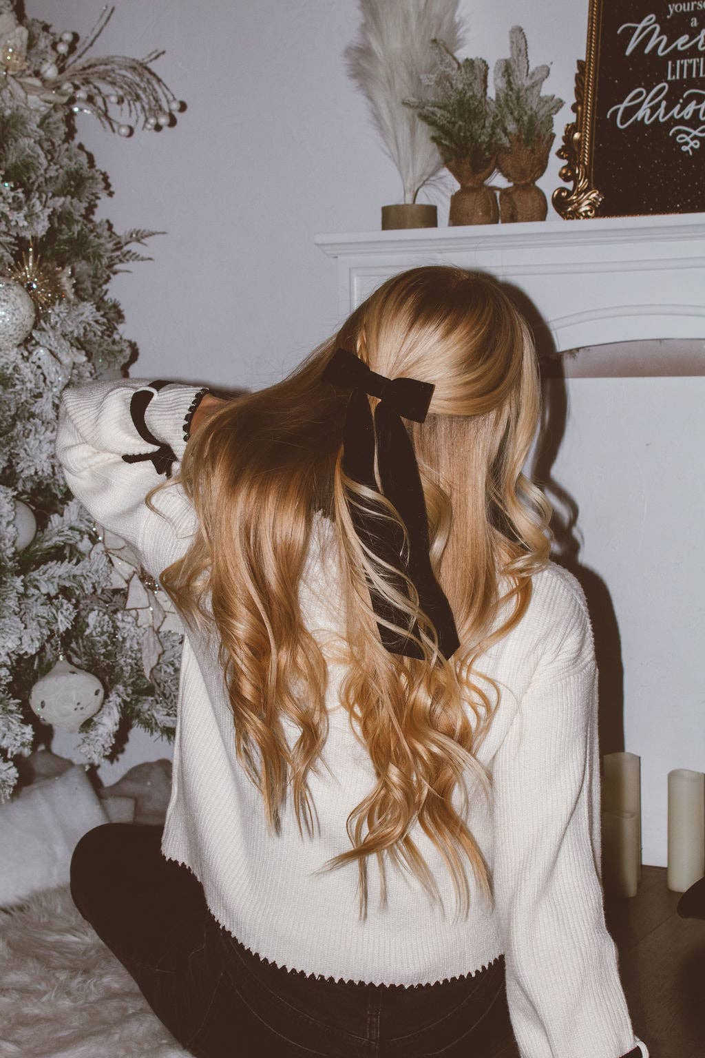 Velvet Long Bow Barrette