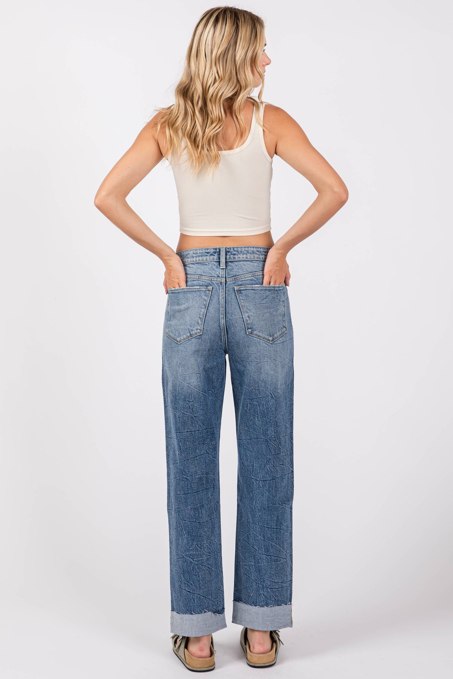 MD HIGH RISE COMFORT BAGGY STRAIGHT W/ CUFFED HEM
