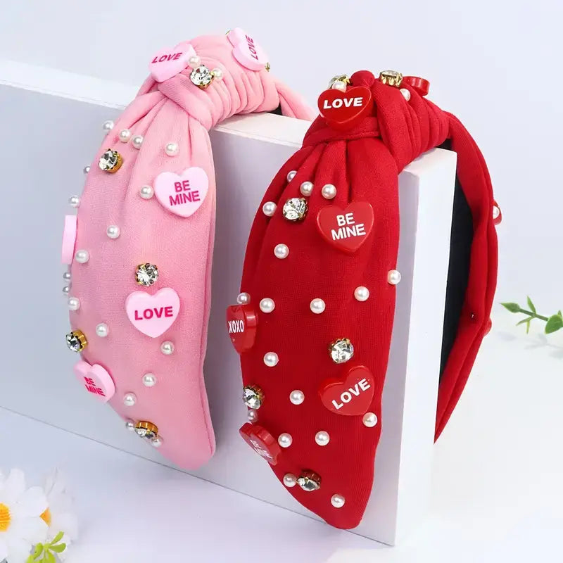 Valentine's Day Headbands Pearl Hearts
