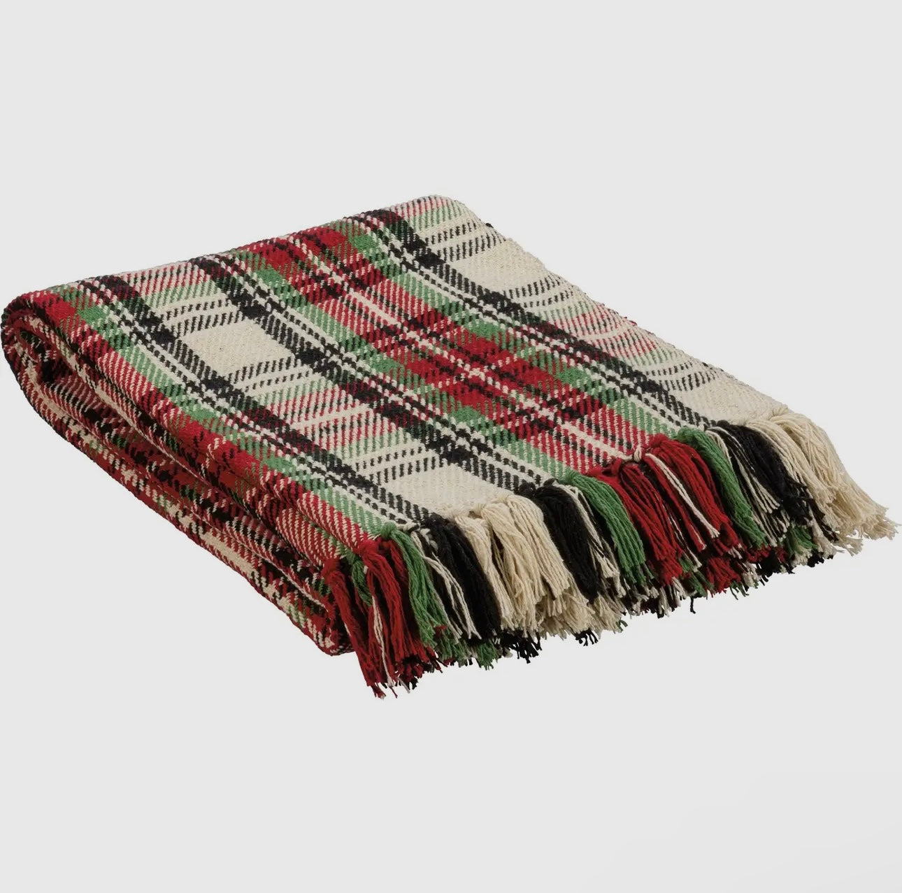 Cream plaid throw