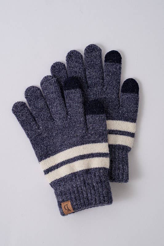 Striped Touch Screen Finger Gloves