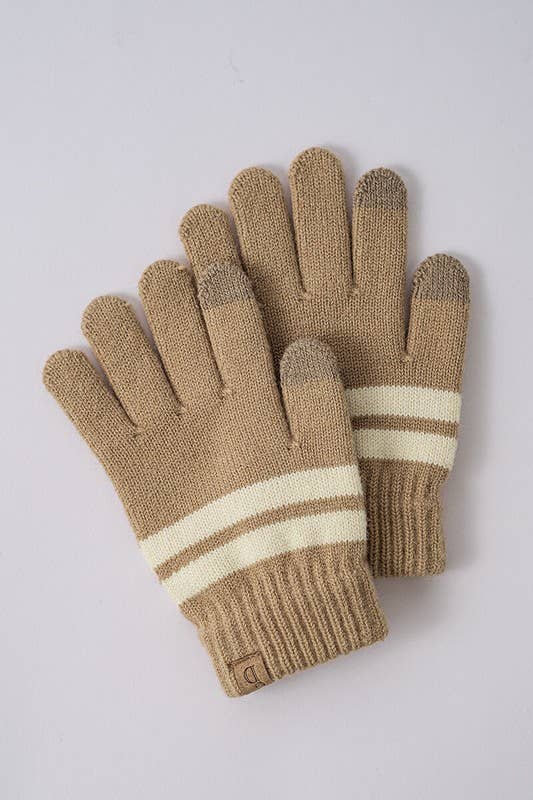 Striped Touch Screen Finger Gloves