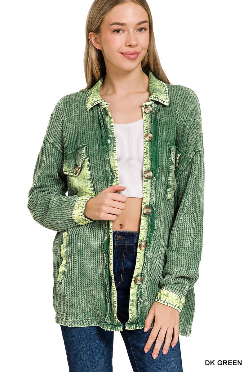 Cotton Waffle Washed Oversized Shacket
