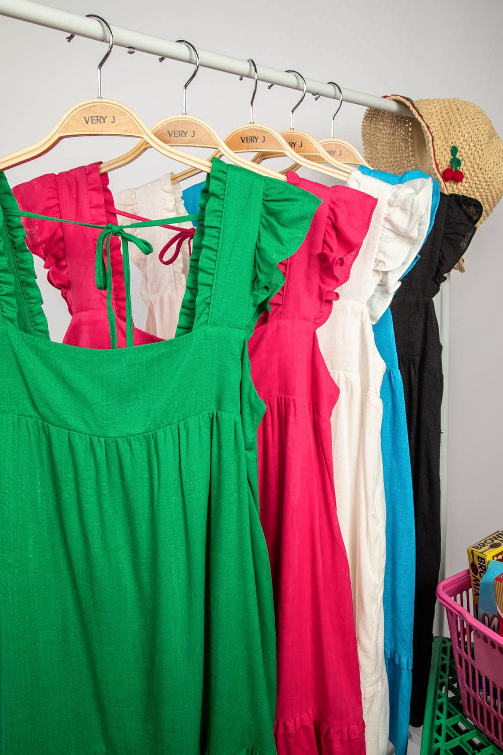 Ruffled Solid Linen Backless Mini Dress