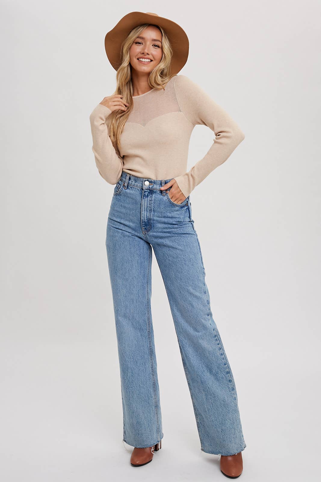 SEMI SHEER SWEETHEART NECK TOP