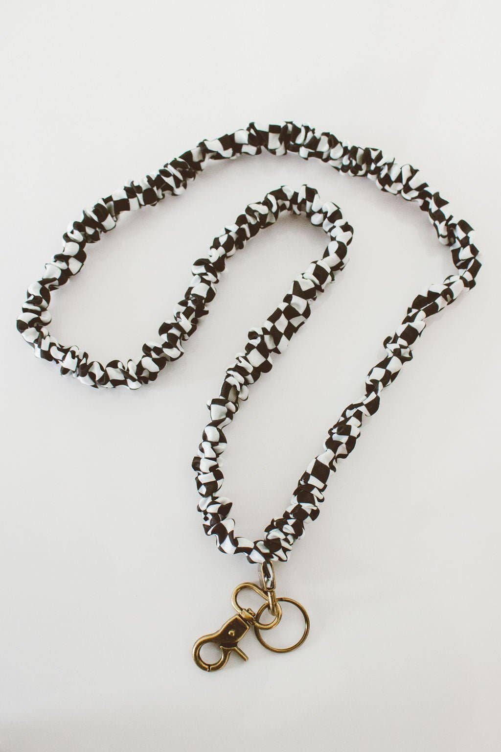 Black Checkerboard Scrunchie Lanyard