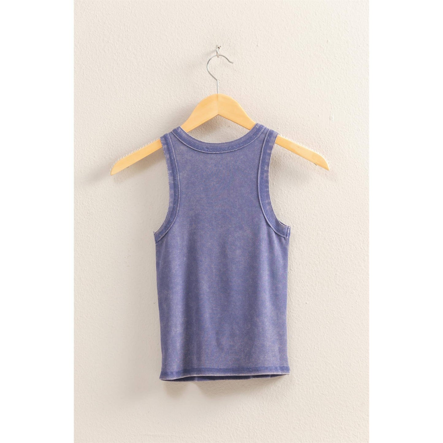 DZ25A894-Washed Ribbed Round Neck Sleeveless Tank