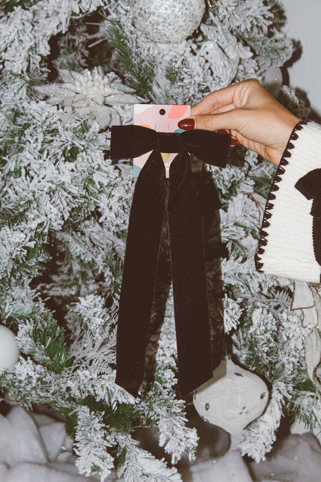 Velvet Long Bow Barrette