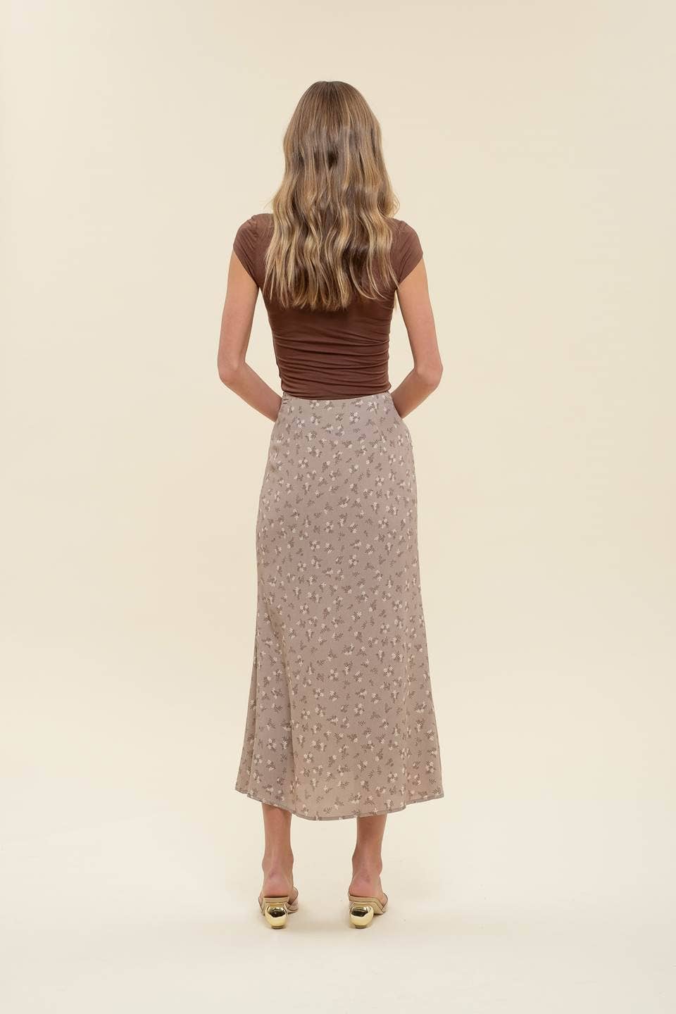 FLORAL BUTTON MIDI SKIRT