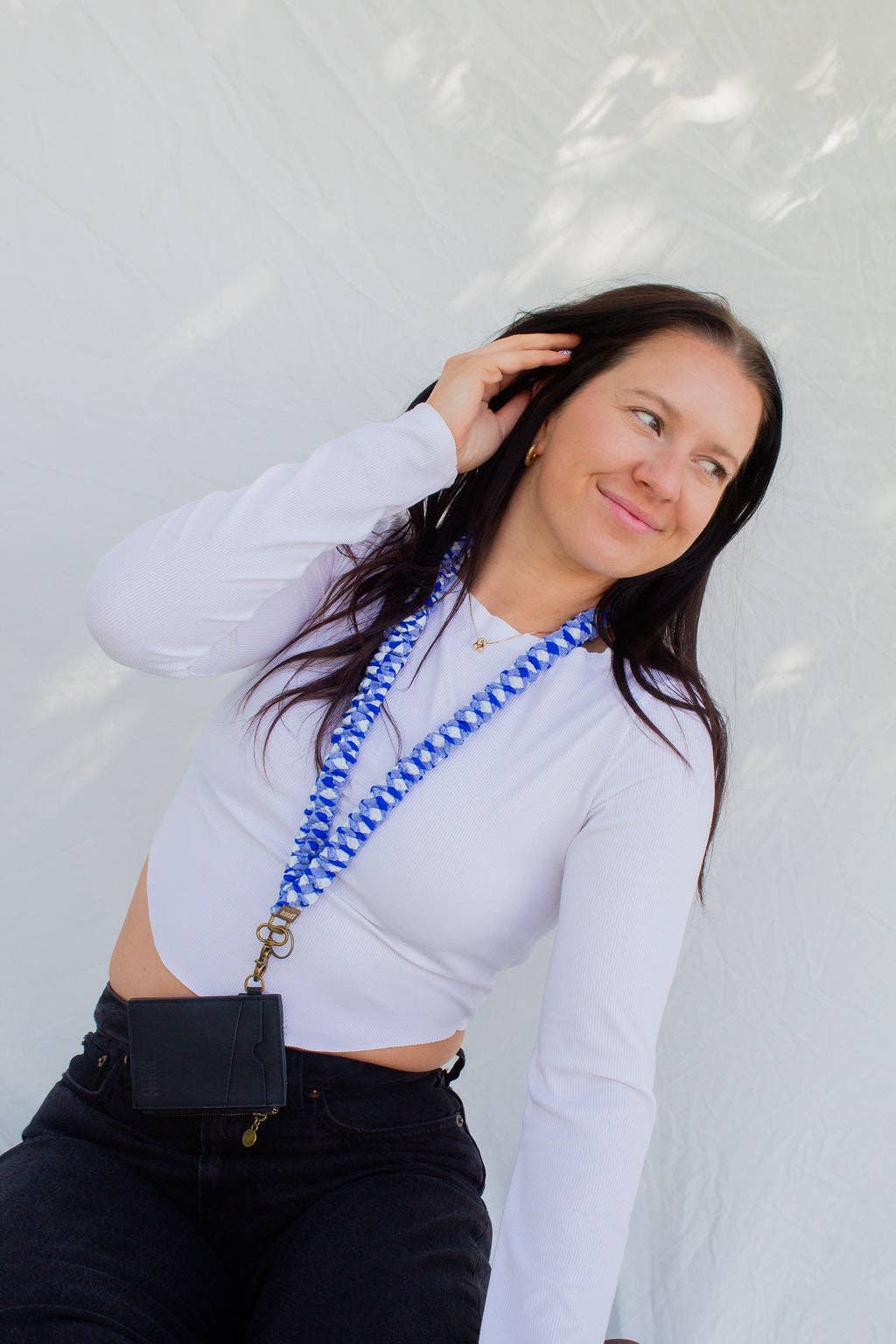 Royal Blue Checkered Scrunchie Lanyard