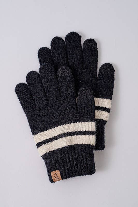 Striped Touch Screen Finger Gloves