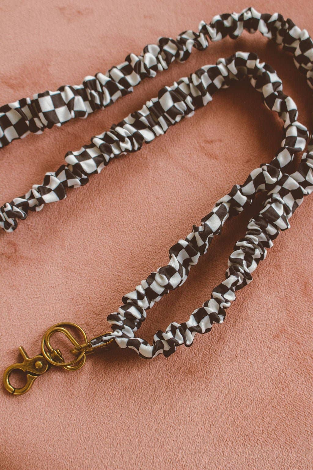Black Checkerboard Scrunchie Lanyard