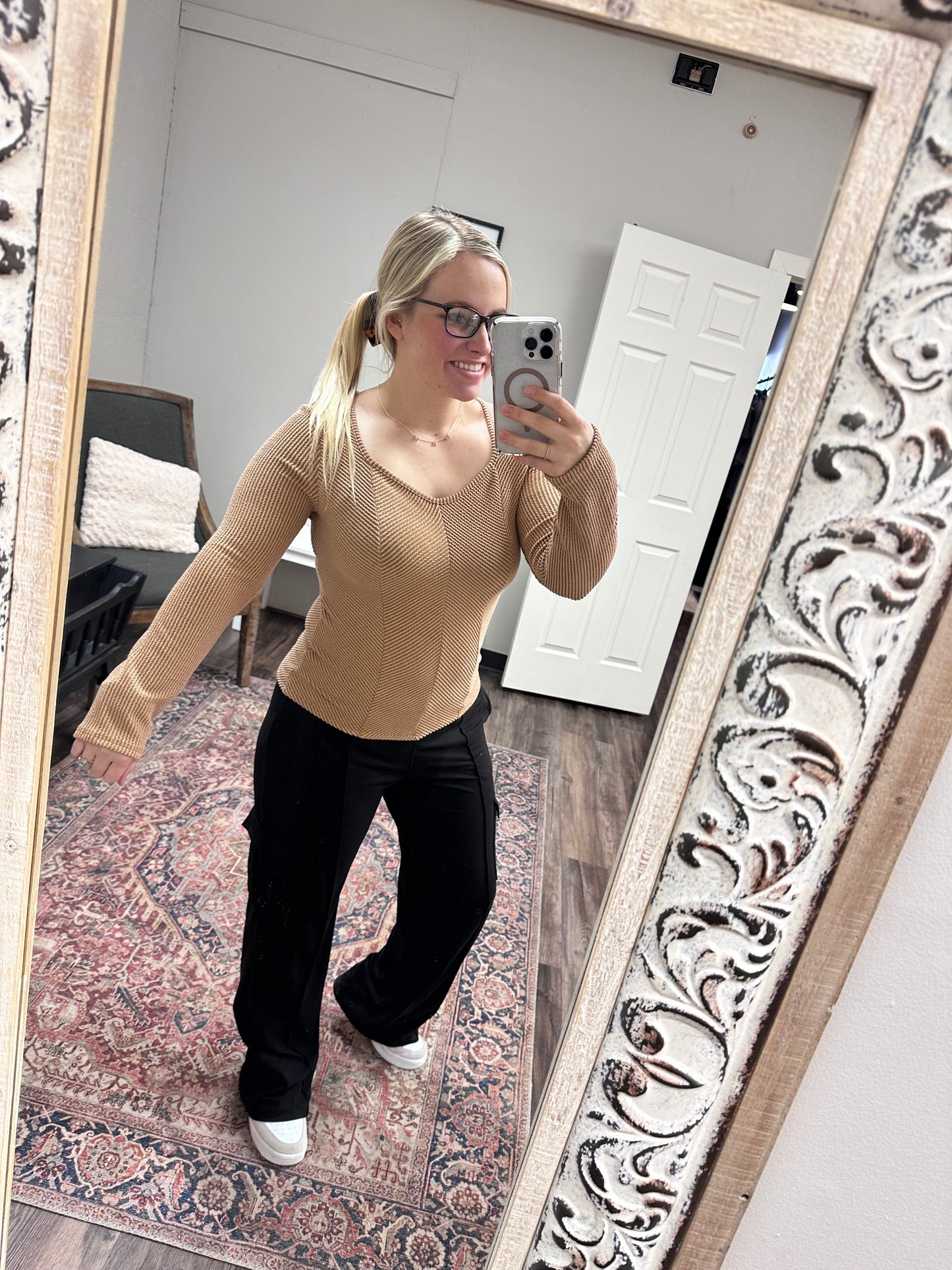 Barcelona Taupe Rib Top