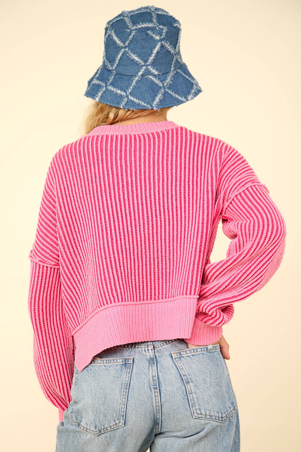 Two Tone Striped Casual Stripe Sweater Top