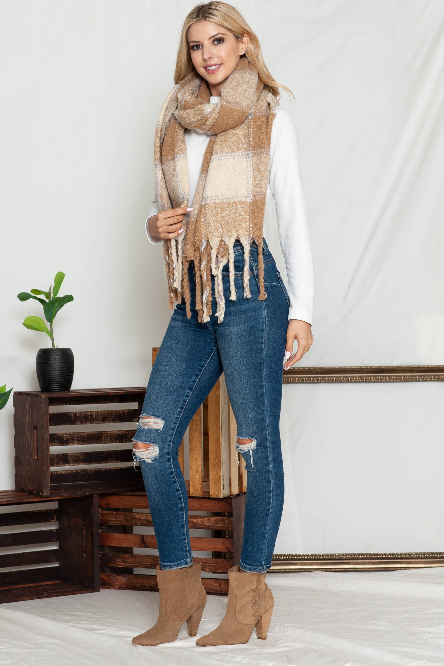 Stitch Perfect Tan Scarf
