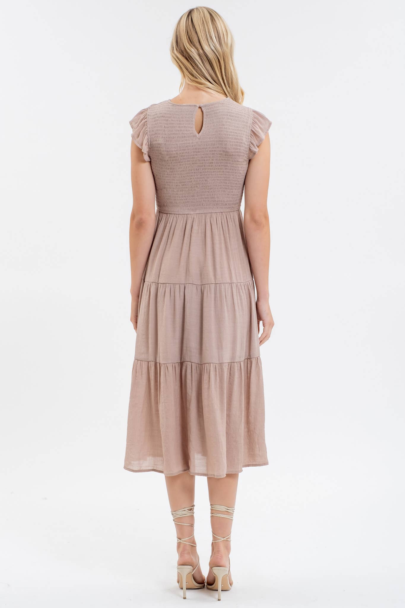 SMOCKED MIDI DRESS