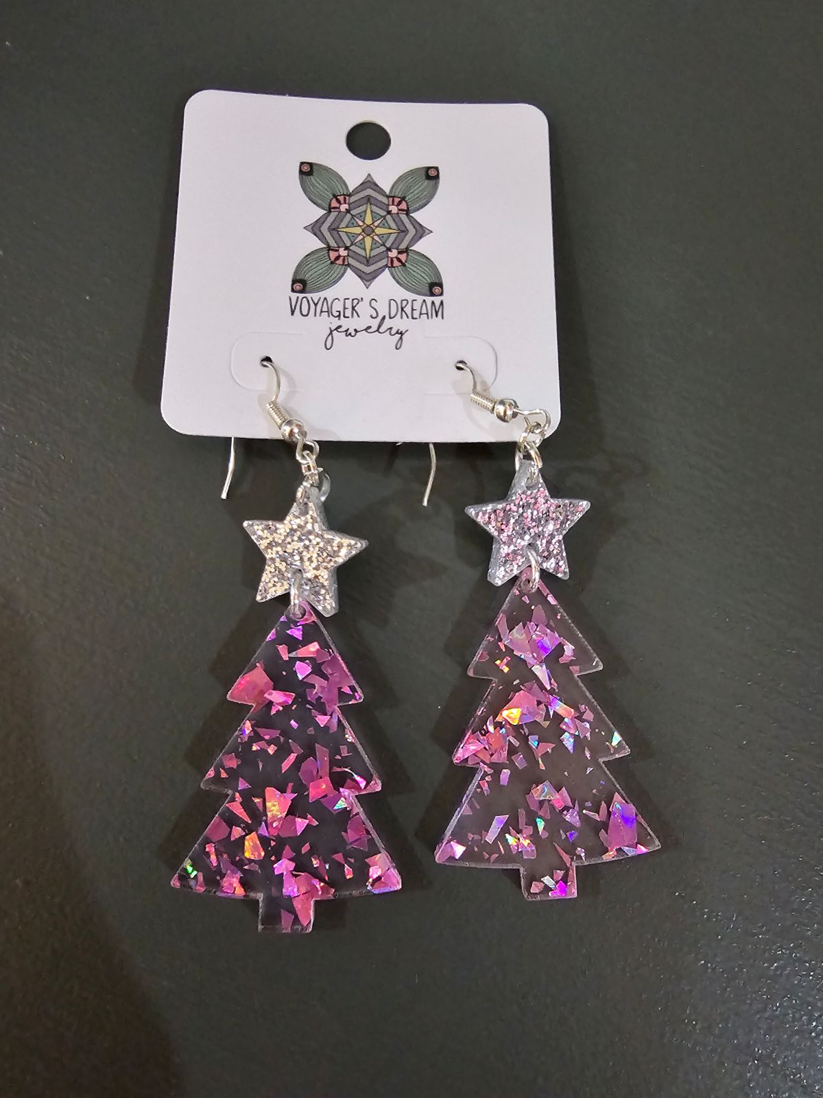 Christmas Tree pink earring