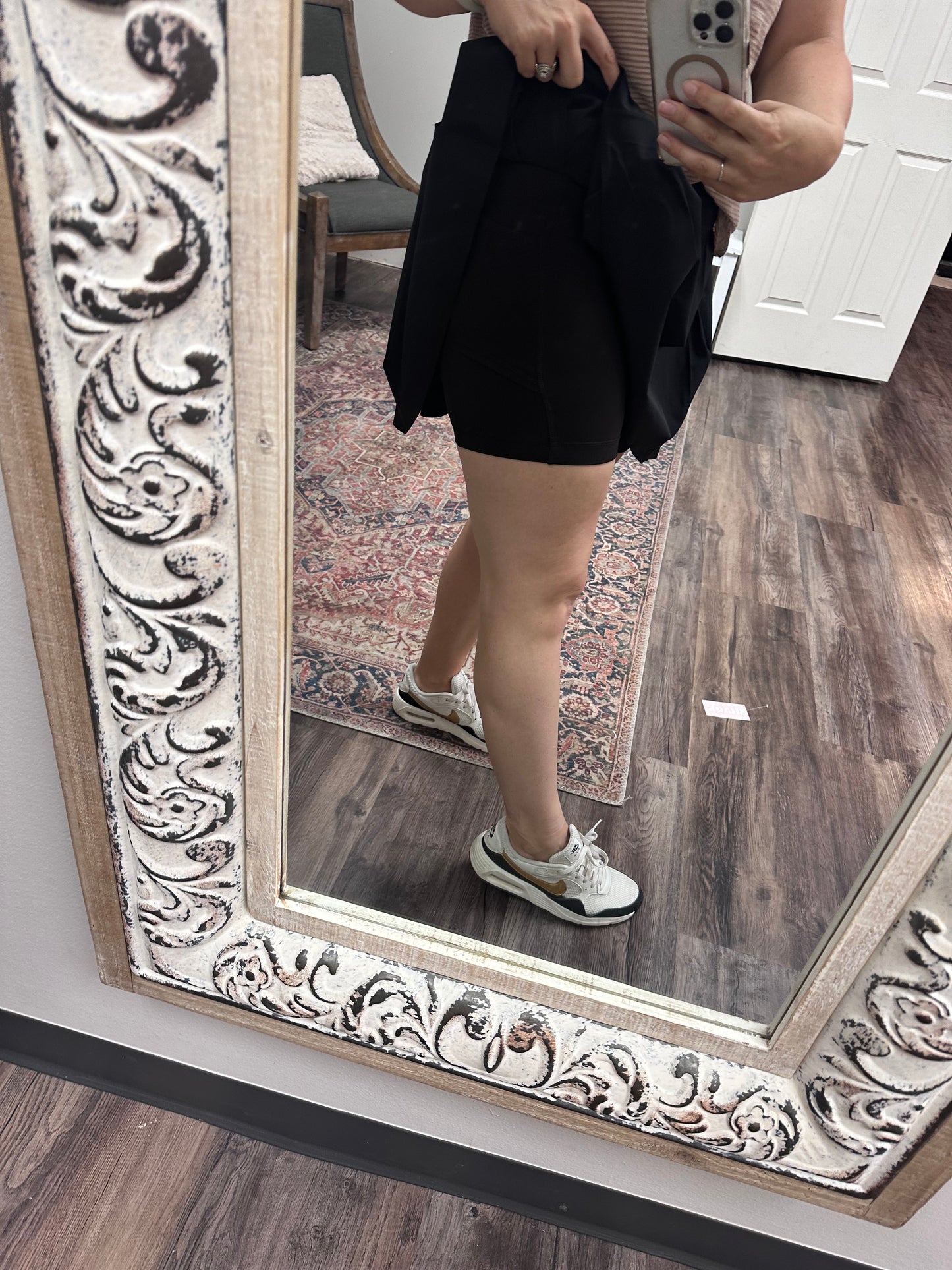 Black active side pleat skort