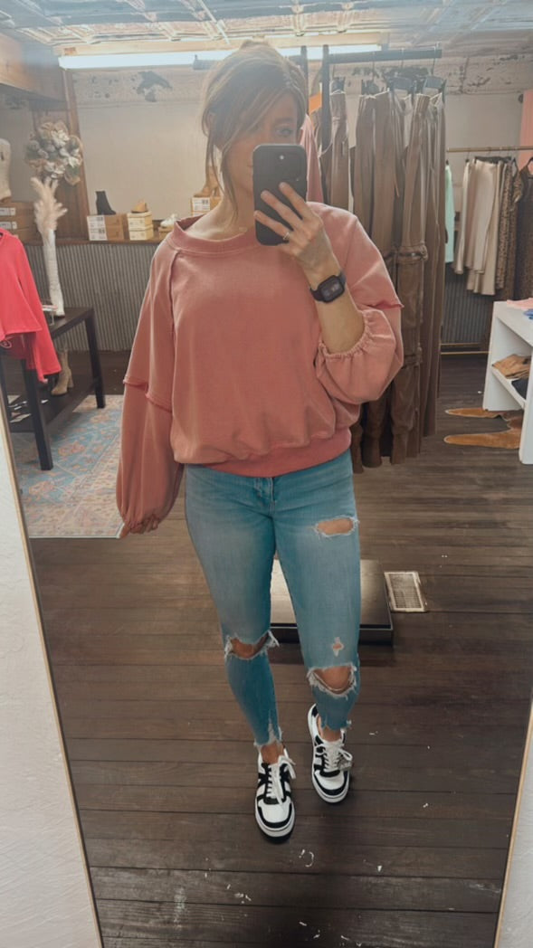 Balloon sleeve sweatshirt