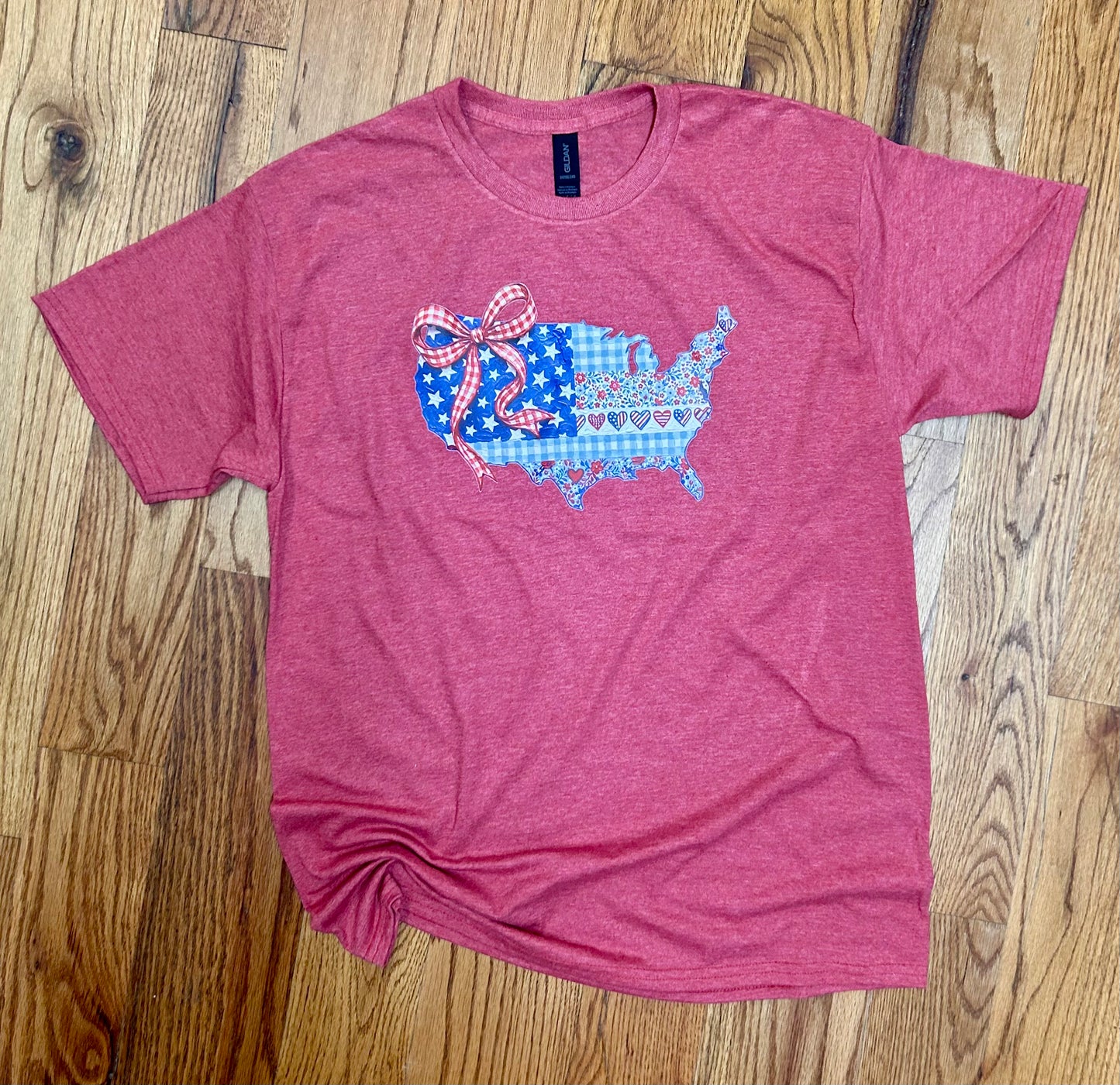 Patchwork America with bow tshirt