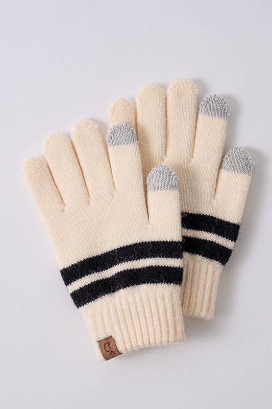 Striped Touch Screen Finger Gloves