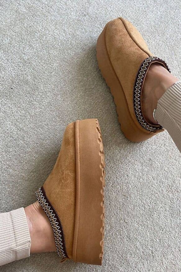 FAUX FUR PLATFOM SLIPPERS COZY FLUFFY ANKLE BOOTS