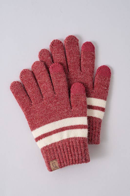 Striped Touch Screen Finger Gloves