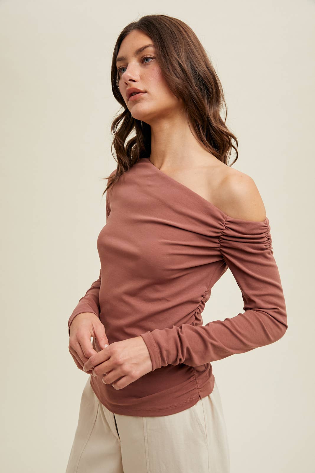 ASYMMETRICAL NECK TOP