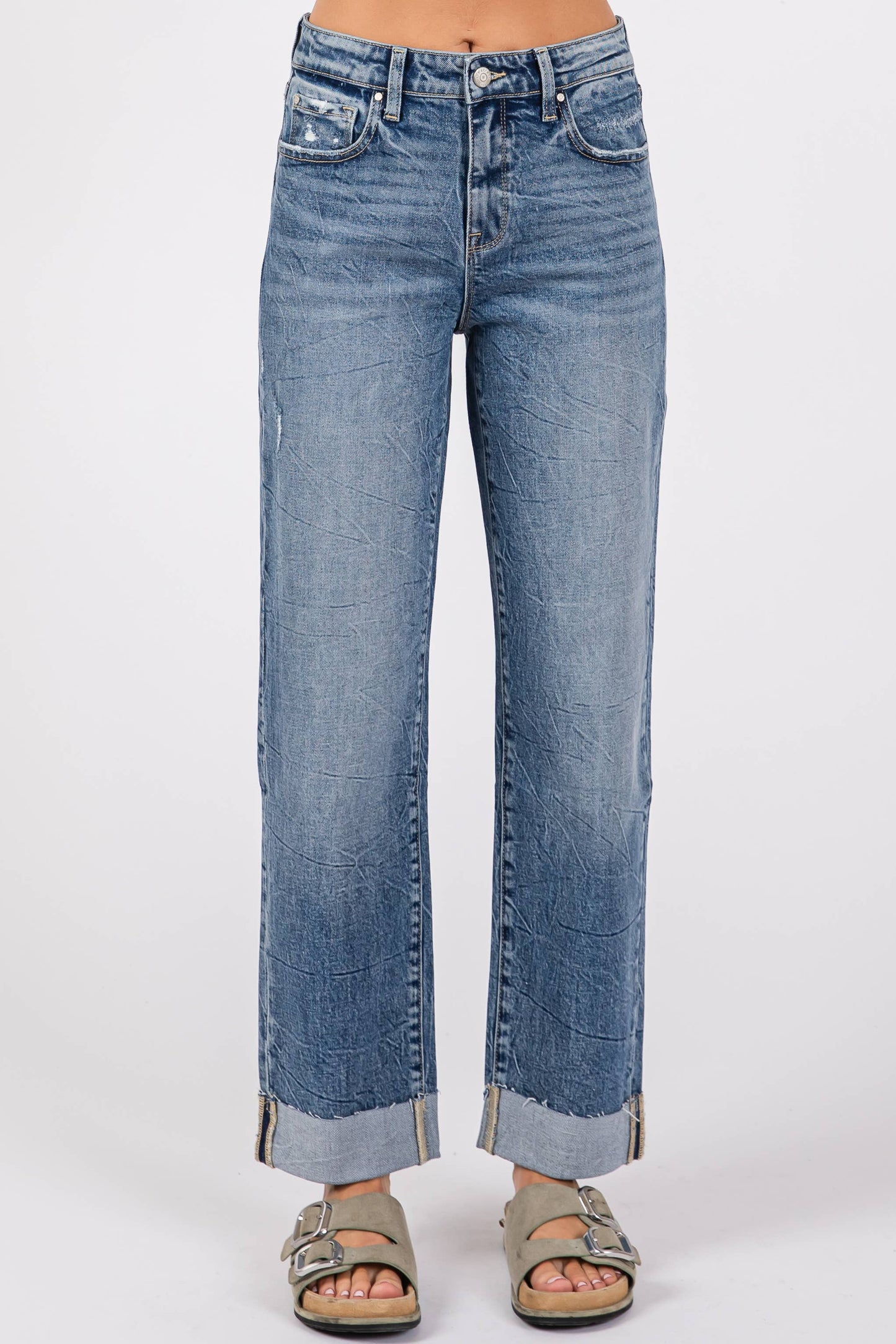 MD HIGH RISE COMFORT BAGGY STRAIGHT W/ CUFFED HEM