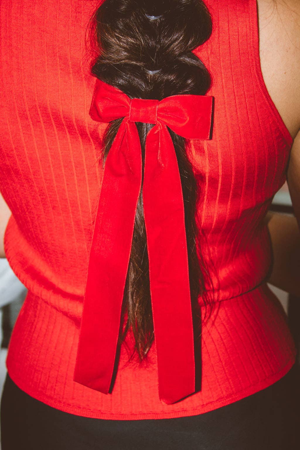 Velvet Long Bow Barrette