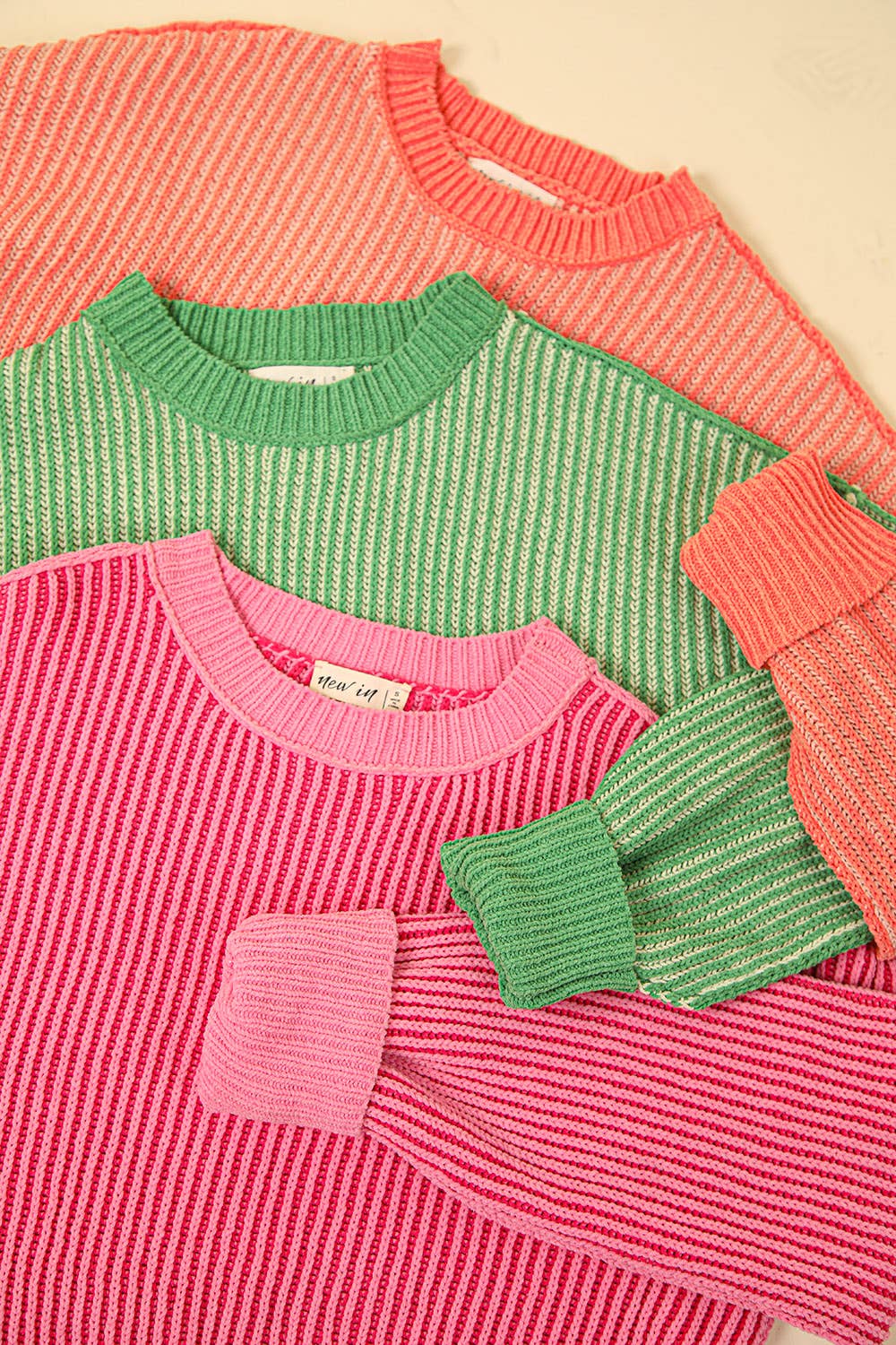 Two Tone Striped Casual Stripe Sweater Top
