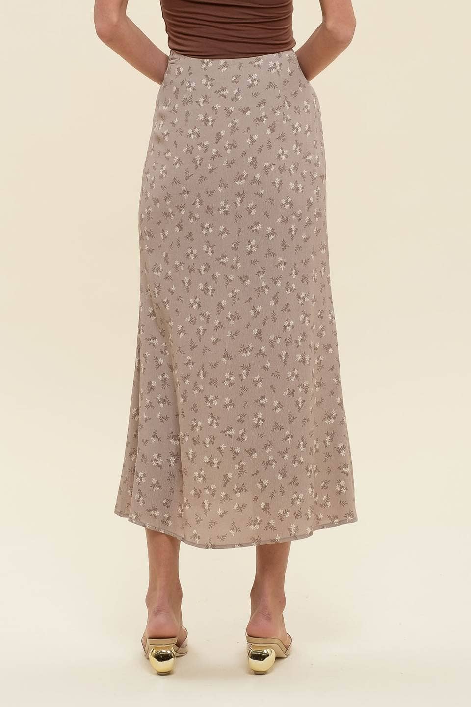 FLORAL BUTTON MIDI SKIRT