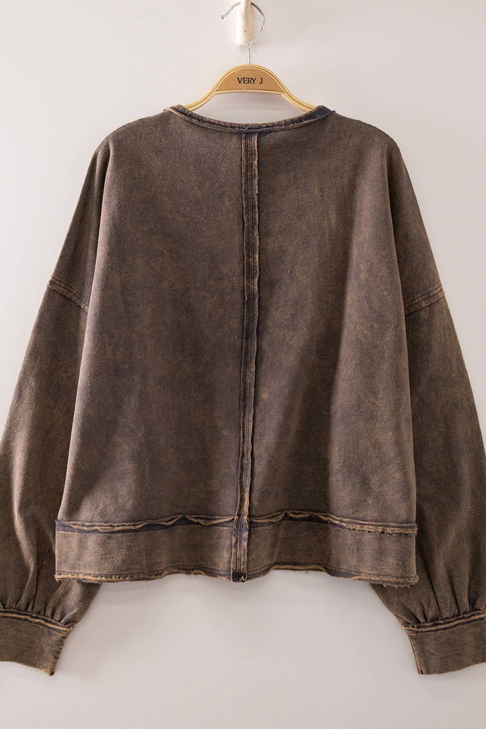 NT12806-Vintage Washed Raw Edge Top