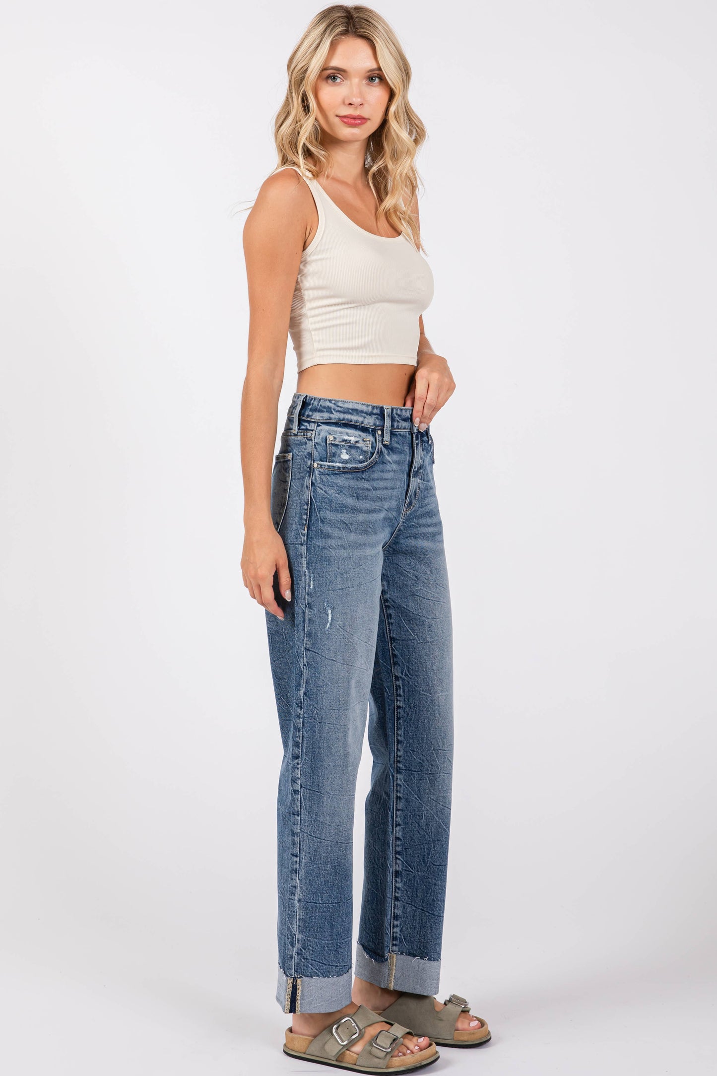 MD HIGH RISE COMFORT BAGGY STRAIGHT W/ CUFFED HEM