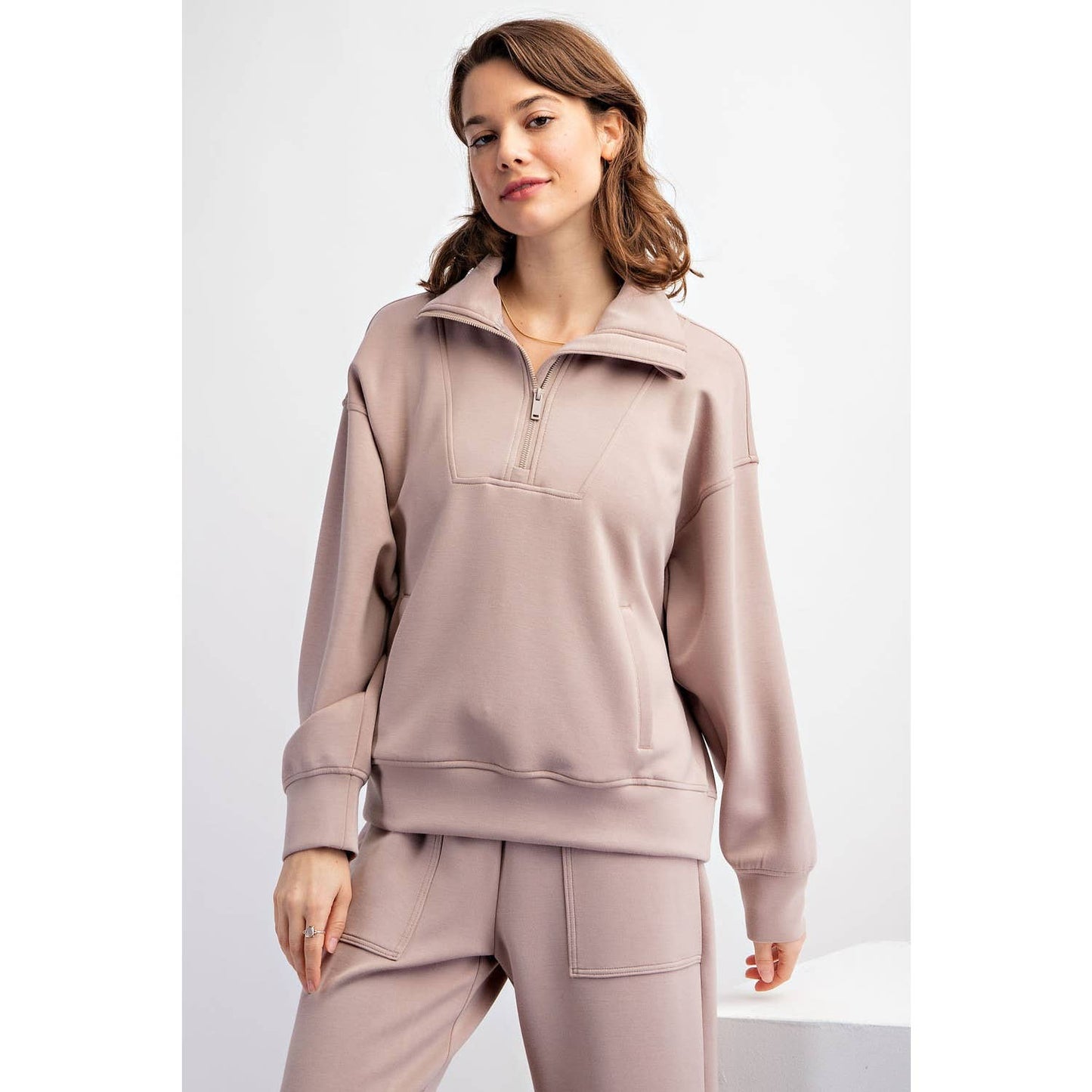QUARTER ZIP FUNNEL NECK PULLOVER