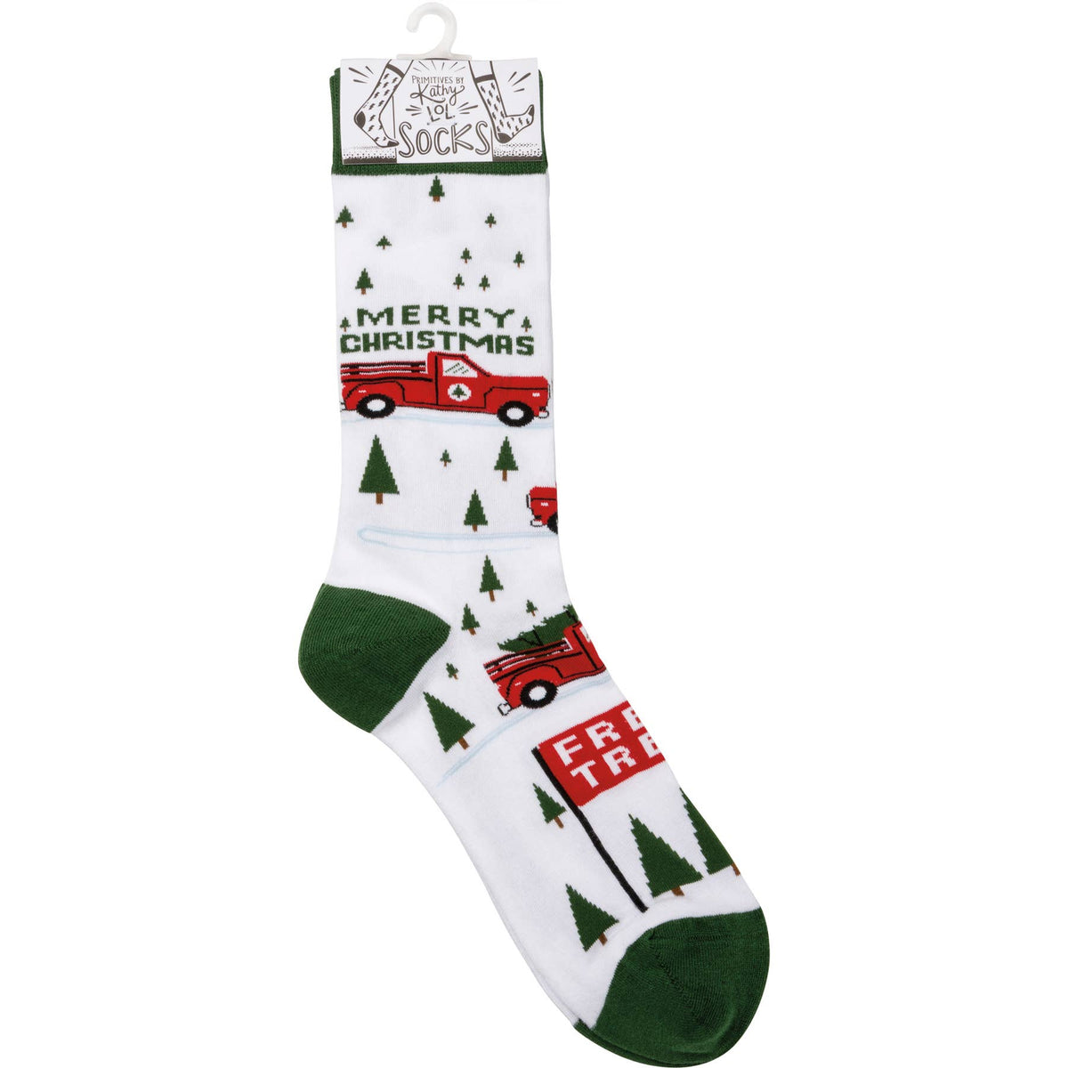 Truck And Tree Merry Christmas Socks