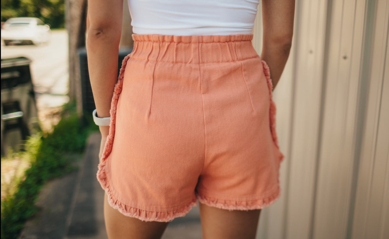 Coral Frayed Shorts