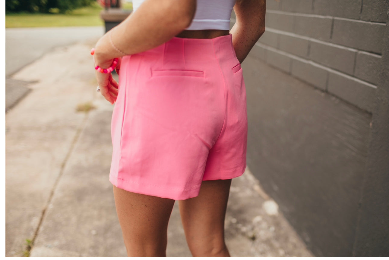Pink High Waist Fancy Shorts