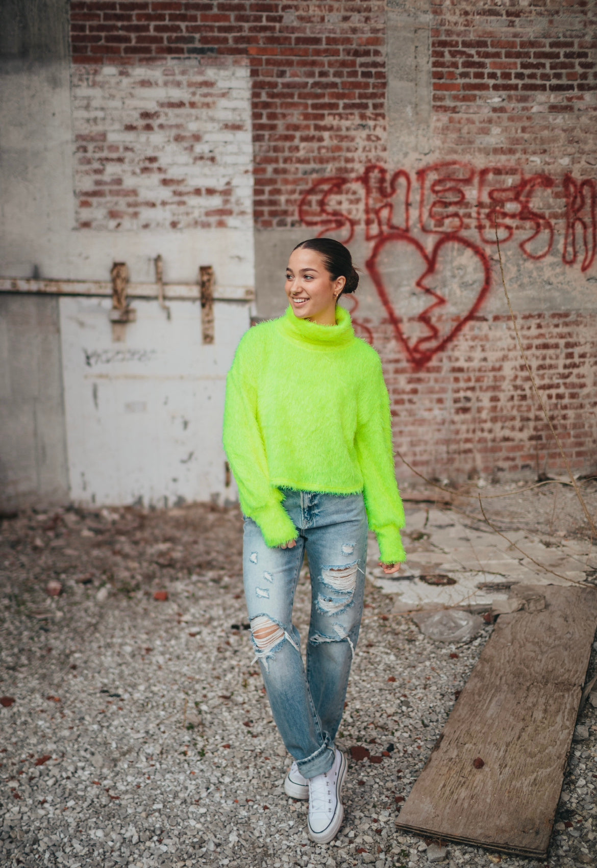 Neon Turtle Neck Top